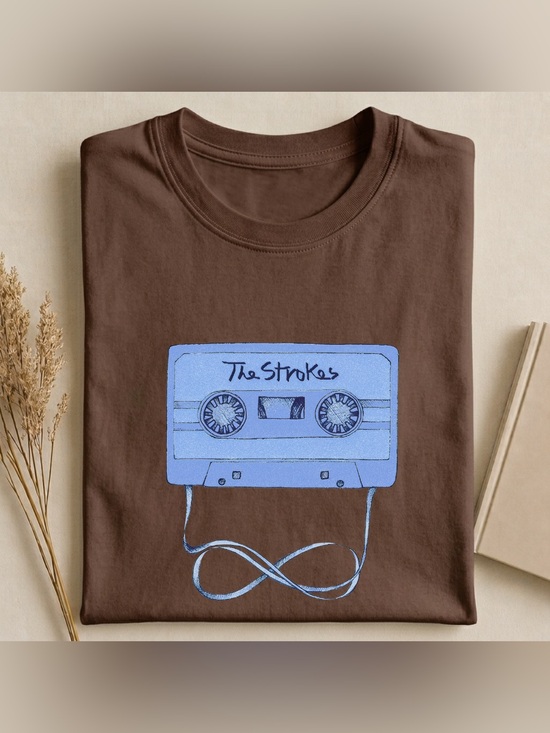 Gildan Other - Dark Brown The Strokes Graphic Tee with Blue Cassette Design Unisex